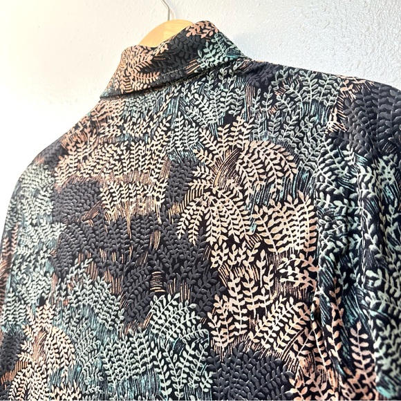 Rare Vintage 70s Disco Era Novelty Pattern Organic Fern Print Button Front Shirt - Picture 4 of 8
